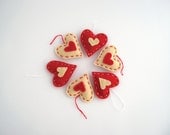 Colorful hearts in red - home decoration, gift tags - valentines day decor