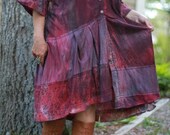 Top Tunic Dress Shirt /Red tag- Love in the Air / Oversized / Upcycled/ Shirt / Hand-dyed / One of a kind by SemX