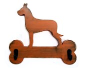 Great Dane Dog leash Holder/ Key Holder (Pictured in Rust) Pine Wood Sign Wall Decor Rustic Americana Country Chic Key Hook Organizer