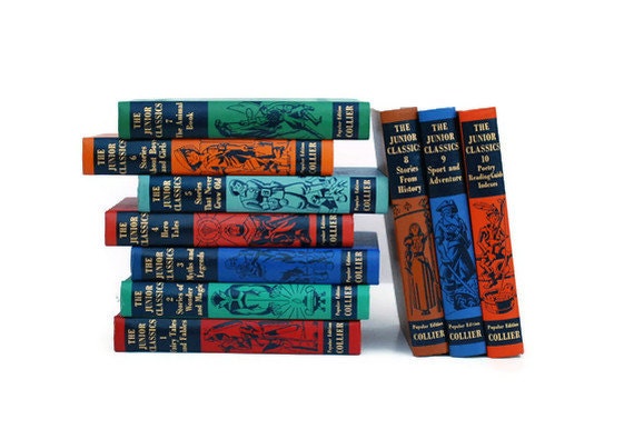 Vintage Children's Books SALE, The Junior Classics 1954 Printing, Rainbow Colors