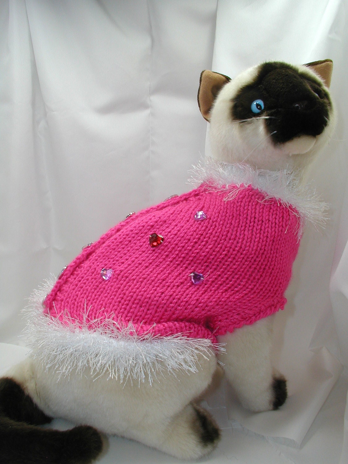 Hand Knit Cat Sweater Pattern Easy on Back by HandCraftedbyAnne
