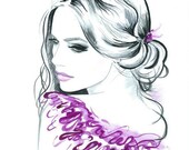 Original Watercolor Fashion Illustration Modern Art Portrait Painting titled Sensual