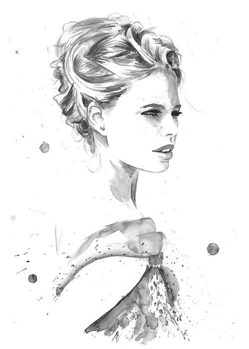 Print from Original Watercolor Fashion Illustration Modern Art Painting titled Somewhere Over the Rainbow