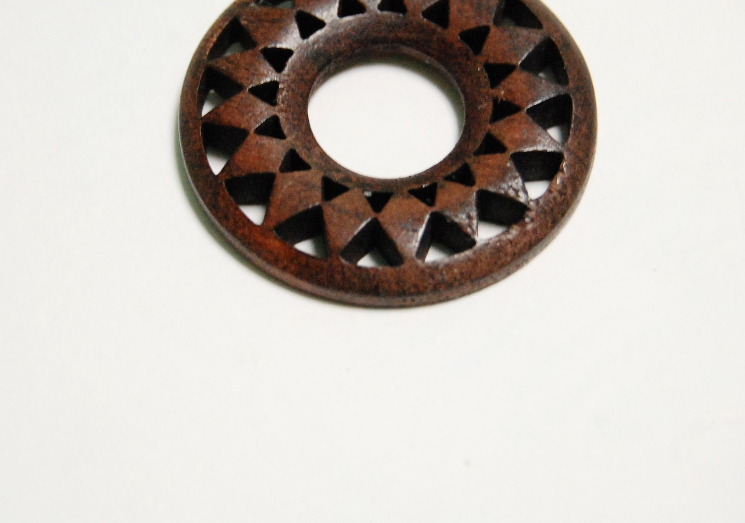 indian circle dark brown - vintage long boho, tribal, bohemian, antique brass chain woodland wooden nature brown tree necklace. triangle