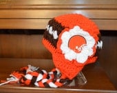 CLEVELAND BROWNS Team Colors Girls Earflap Hat - 6-12 month size