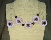Lavender Abalone shell and Amethyst necklace with matching earrings