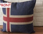 Flag of Iceland design cotton throw pillow cover // housewares decorative pillow