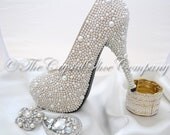 Swarovski pearl ivory cream encrusted wedding Bridal high heel shoe heels