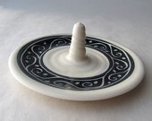 Handmade Ceramic Ring Holder with Swirl Pattern
