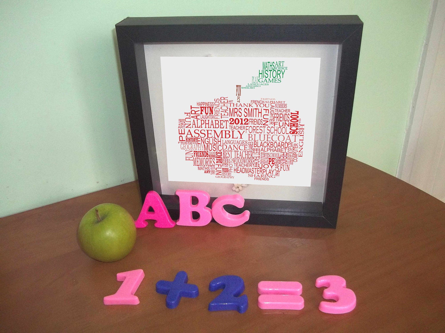 Personalised custom Typography DIY Printable custom Thank you Teacher Word wall art gift digital Apple card retirement gift school bespoke