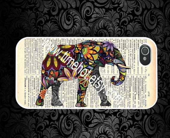 colorful elephant on Dictionary page iPhone 4,4s case, iphone 4,4s hard case,iphone case