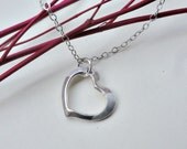 Sterling silver heart charm necklace, Simple jewelry, anniversary, everyday jewelry, birthday gift, simple heart necklace, modern, feminine