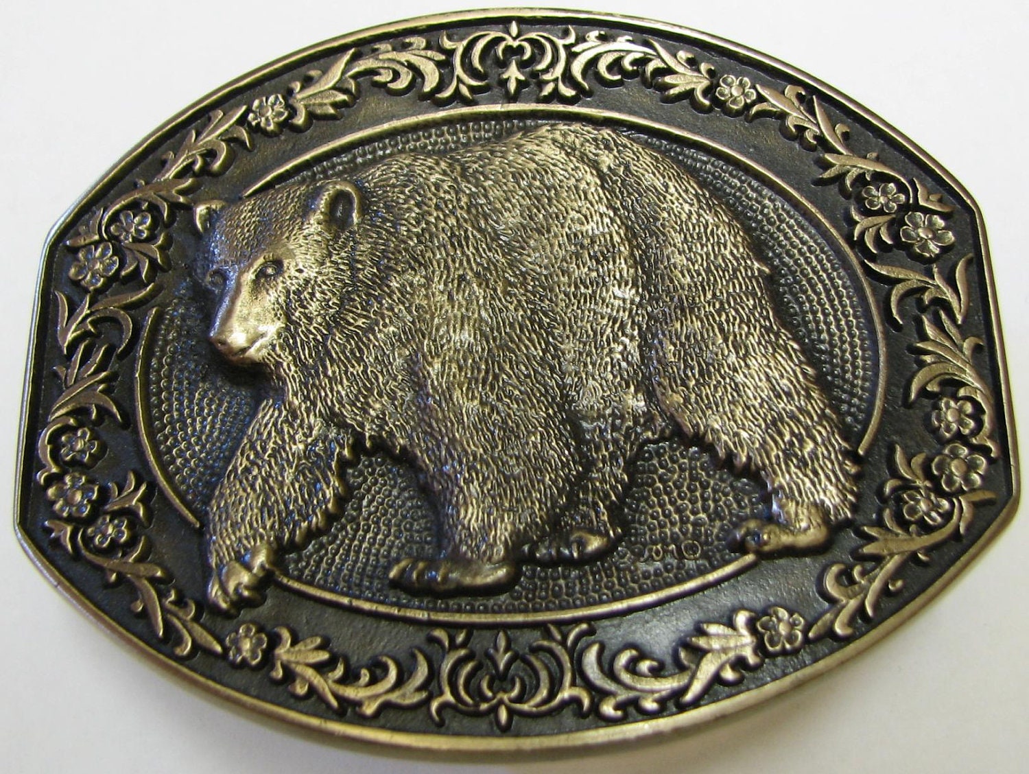 Vintage 1980s Solid Brass Grizzly Bear Belt by BucklesNHobos4U
