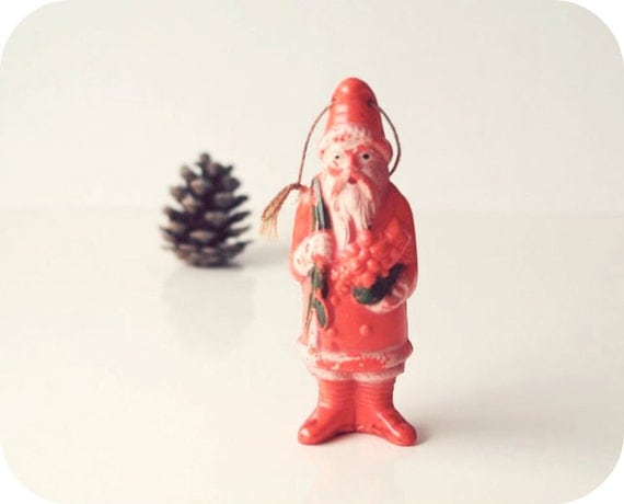1930s Celluloid Santa, Made by Irwin USA, Antique Christmas Decoration