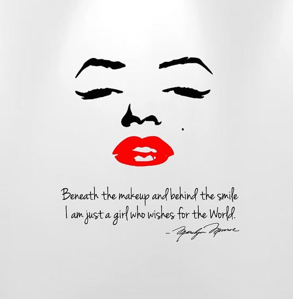 Marilyn Monroe Sexy Red Lips Quote Wall Decals Girls Bedroom Wall Decor Sticker Birthday Gifts