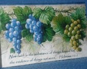 Grapes Heb 11:1-Recycled Wood-Wall Hanging-Wall Decor for home decor-kitchen or Thanksgiving, vintage looking, distressed houseware
