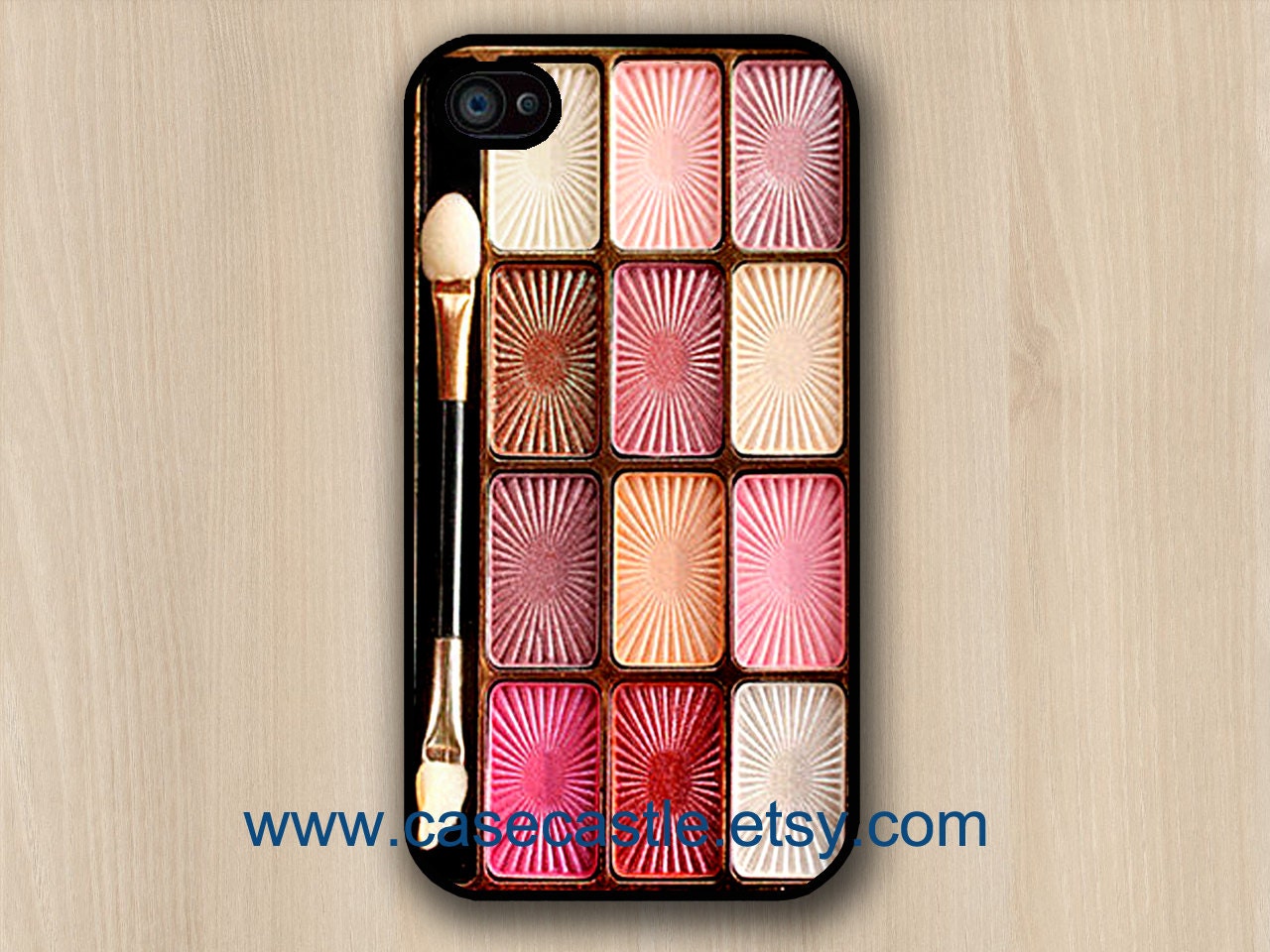 Eyeshadow Makeup Set on Black Iphone 4 case, Iphone 4S case, Plastic hard case, Waterproof iphone case
