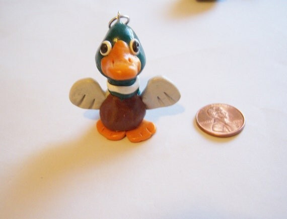 Items similar to Mallard duck polymer clay charm on Etsy