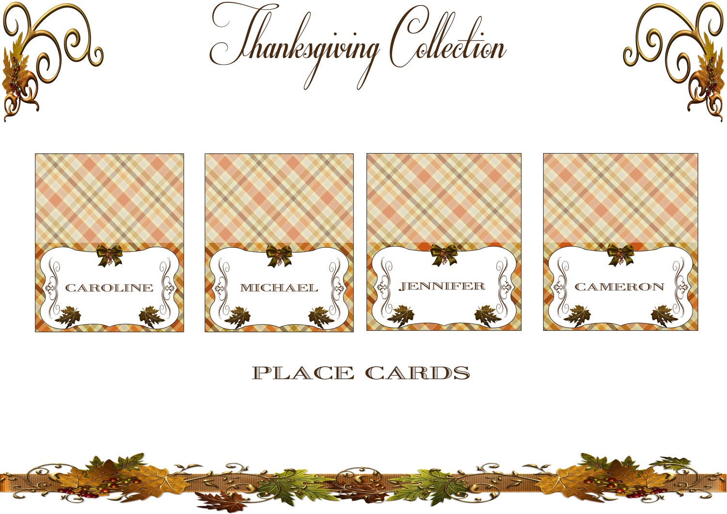 Thanksgiving Collection - 8 Printable CUSTOMIZED PLACE CARDS- Sweet Scarlett Events Il_570xn
