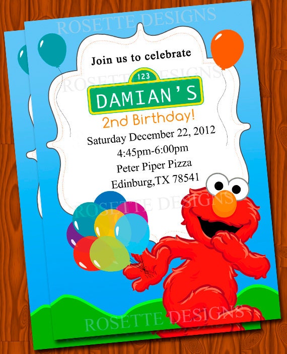 Sesame Street - ELMO invitation - digital printable invite - custom personalized with balloons