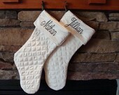 Christmas Stockings - Embroidered Personalized Quilted - Medium