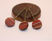 Set of Hair Pins, Bobby Pins,  Polymer Clay Buttons, Accessories, Brown Orange