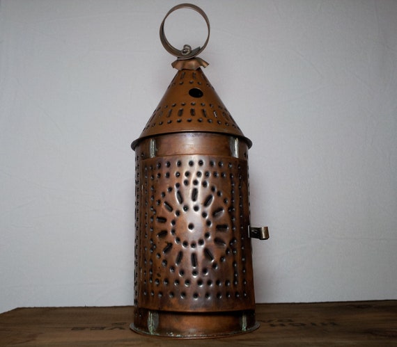 Vintage Copper Hanging Candle Lantern