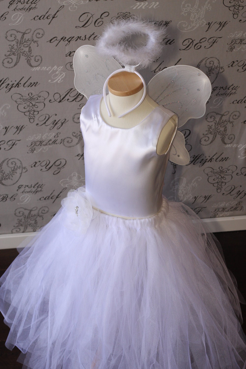 White Angel Flower Girl Tulle Tutu Dress-up Halloween Costume Disney Photo Prop Children Toddler Infant Women Adult Custom Crochet Elastic