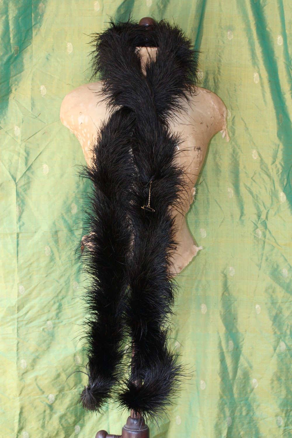 Belle Epoque 1800s 1900s, Antique feather boa, goth, boho, burlesque, black feathers, ostrich feather, Edwardian boa