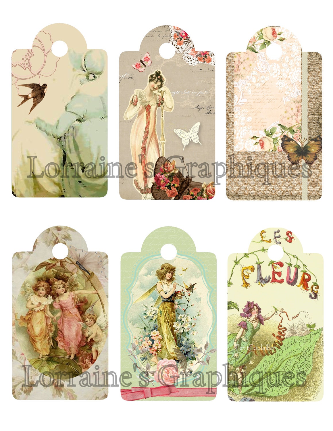 Shabby Chic 1 Gift Tags by LorrainesGraphiques on Etsy