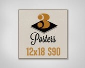 Pick 3 12x18  Prints -30 rock, Parks and Rec, Typography Print, Quote Print, Wall Decor, Funny, Dorm Decor, Colourful