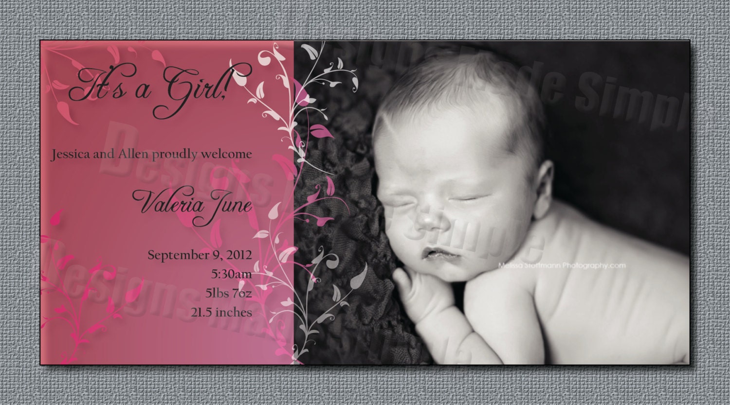 Birth Announcement - Printable - Floral
