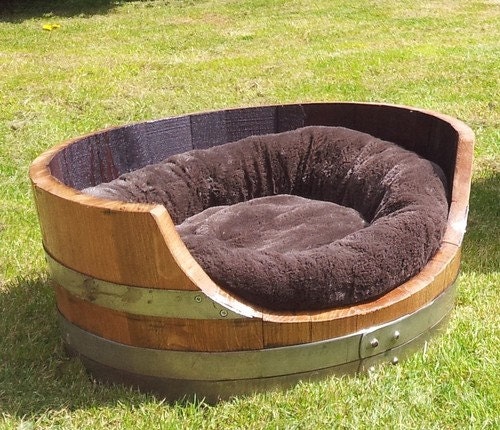 Premium Oak Barrell Dog Bed - From reconditioned wine barrels