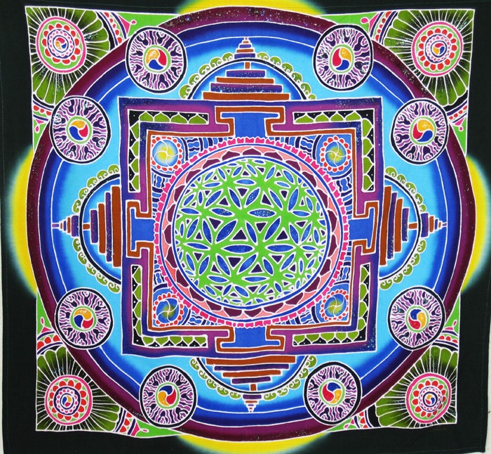 Flower of Life Batik Banner Tapestry
