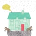 Horse and house. Limited edition. Illustration. Wall decor. Kids art.