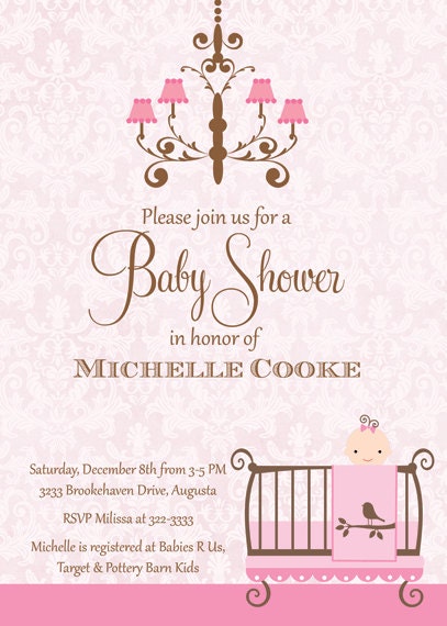 Pink Damask Nursery Baby Shower Invitation - Printable Il_570xn