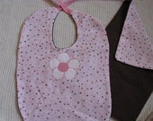 Pink Polka Dot with Flower Baby Bib Set