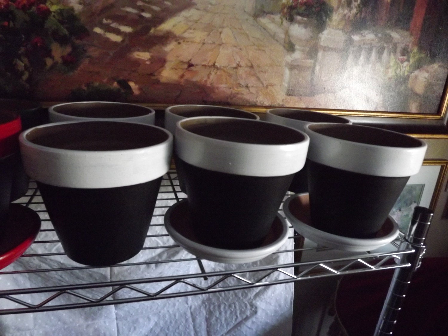 white chalkboard planter with saucer
