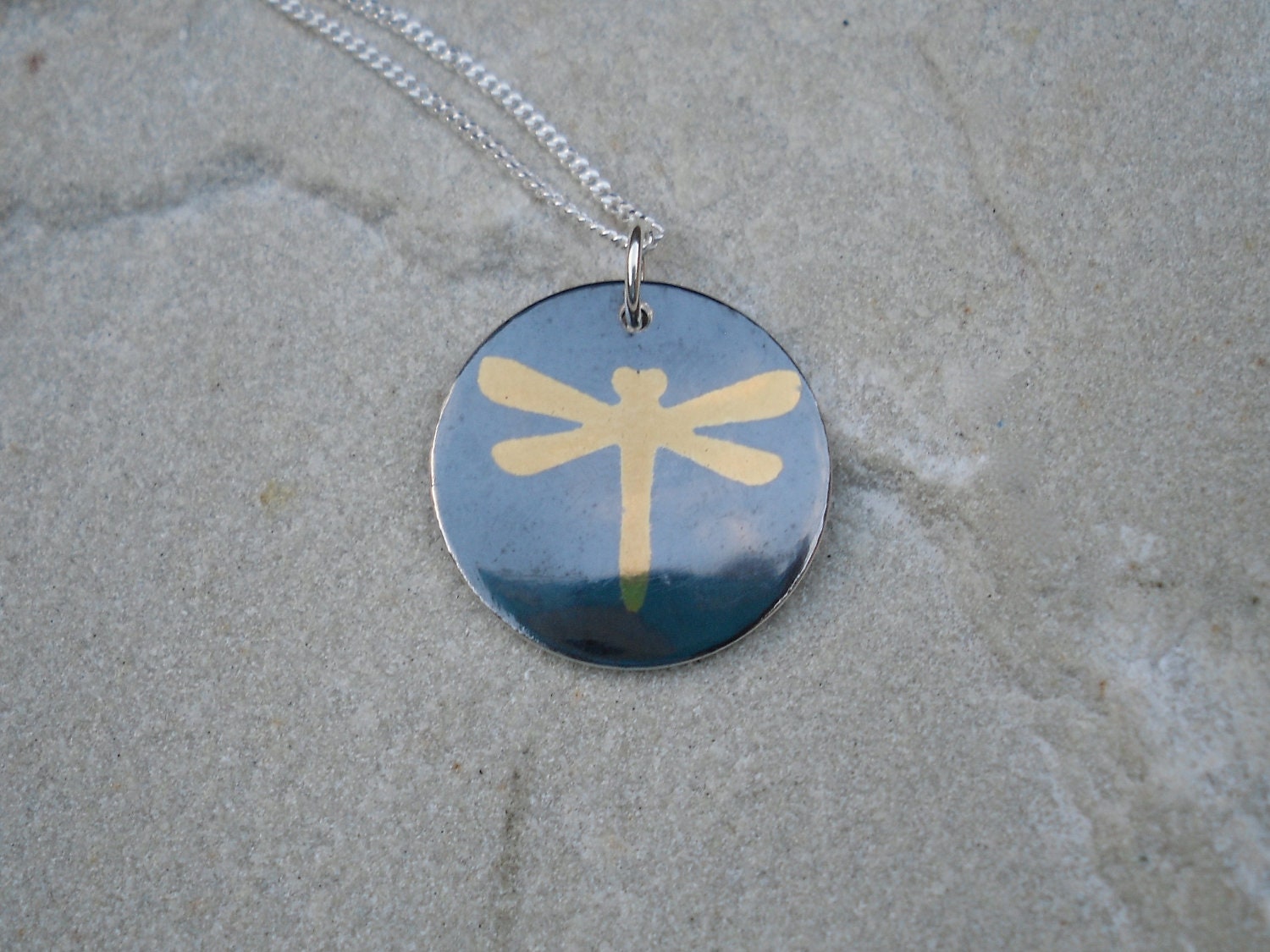 Handmade Gold & Silver Dragonfly Necklace