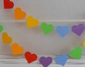 Paper Garland - 10 ft - Rainbow Hearts - Length and Colors Customizable