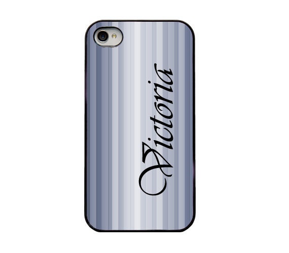 Personalized iPhone 4/ 4s or 5 Case - Blue Striped Cell Phone Cover Stripes - iPhone Hard Case - Chrismas Gift For Her