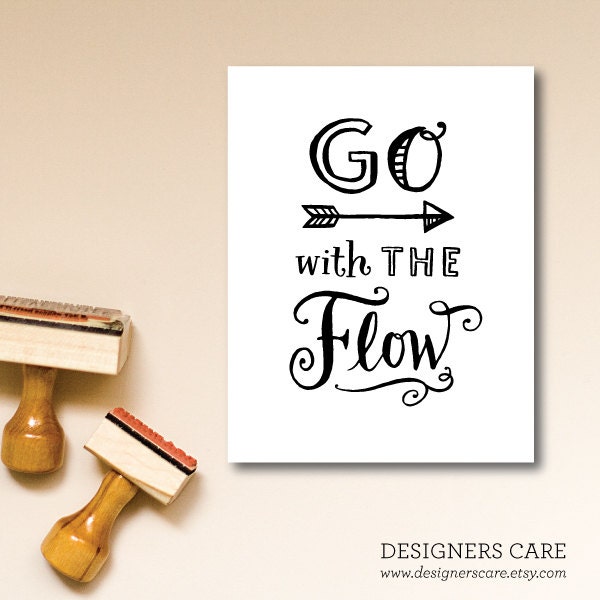 One Inspirational Note Card - "Go with The Flow"