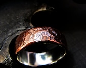 Mens textured copper silver wedding band gift ring rustic industrial steampunk made to order design 07