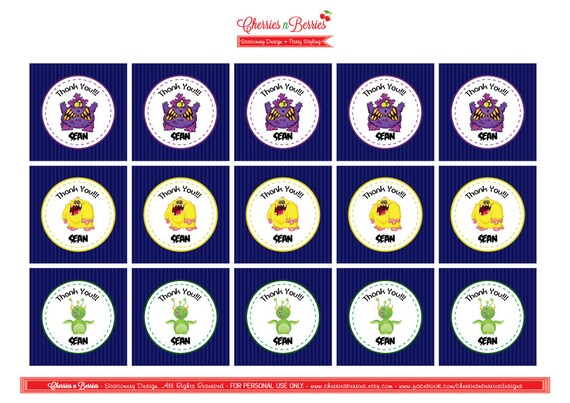 Monsters Bash - Birthday Printable Favor Tags Il_570xn