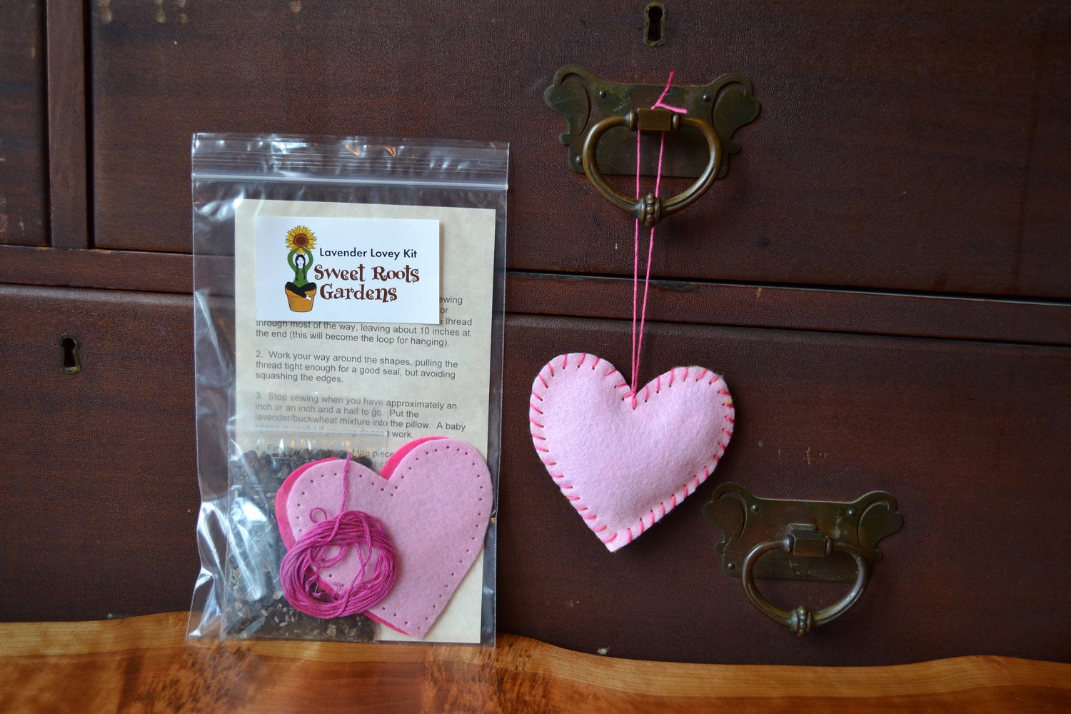 Kids Sewing Kit: Felt Heart Lavender Lovey, Wall Decoration and Ornament Kit