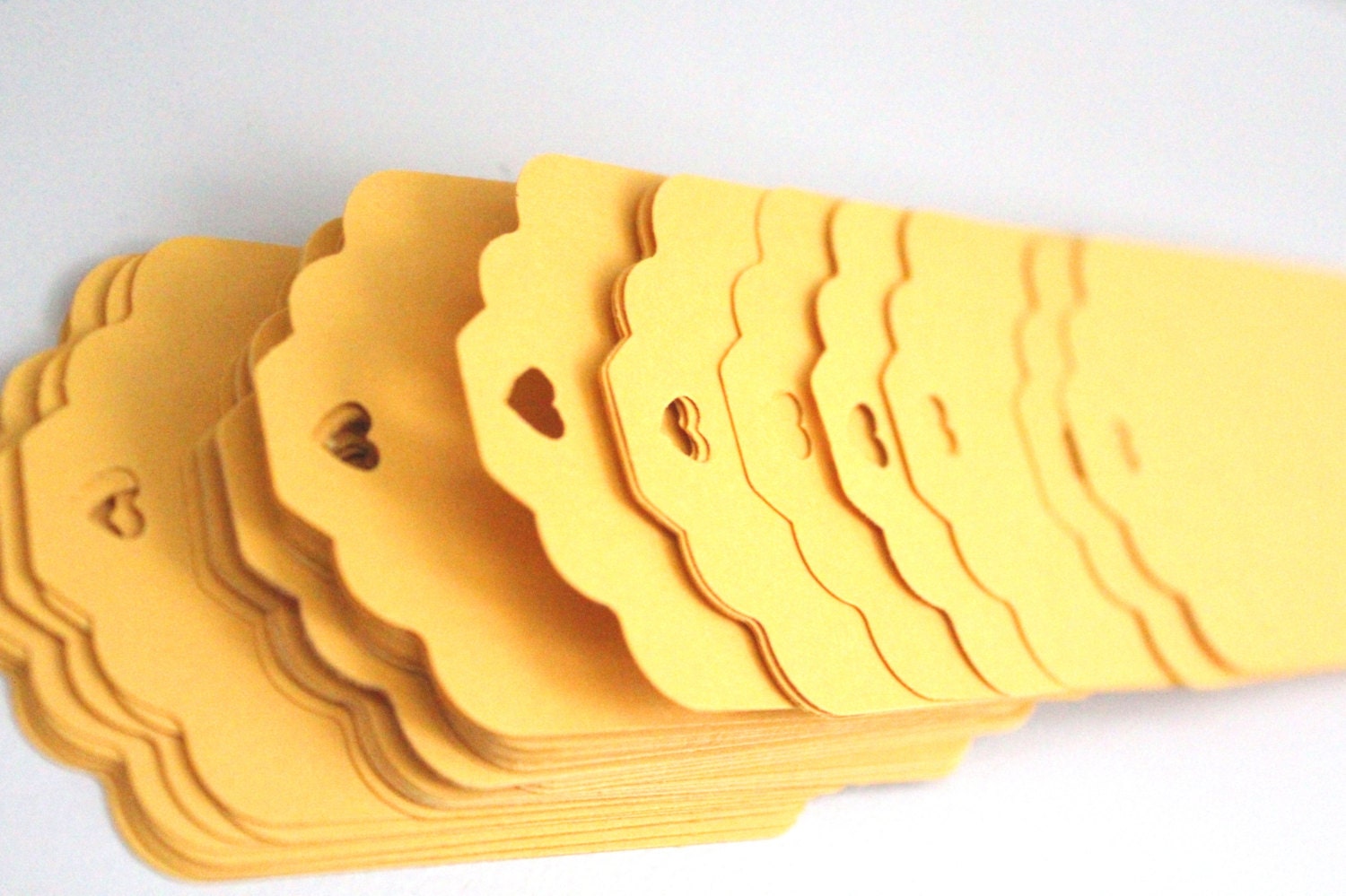 25 yellow gift tags,gold paper tags,yellow paper tags,bright yellow cards,canary yellow wedding favor tags,baby shower tags yellow hearts - karliboutique