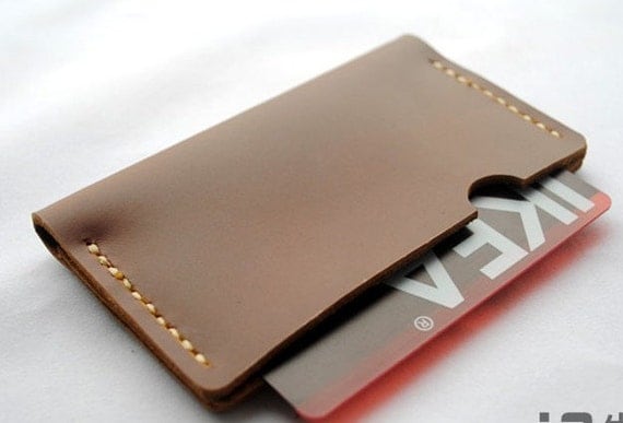 handmade wallet leather card holder wallet, Minimalist Credit card case for men women