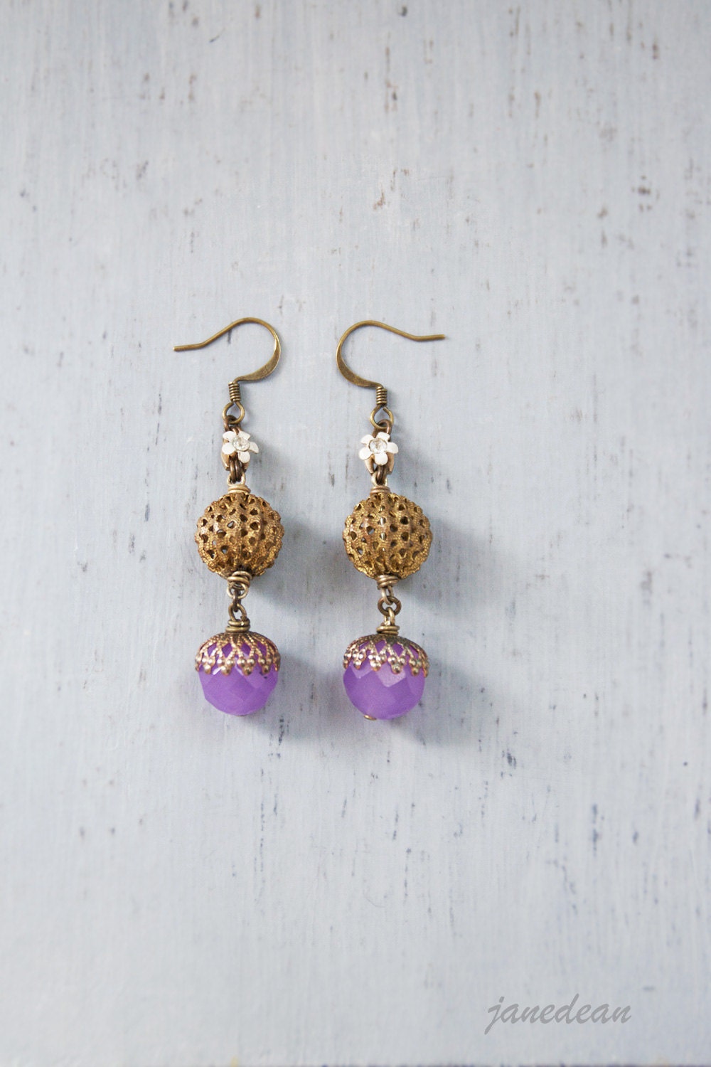 Lilac Jade Earrings - with vintage beads