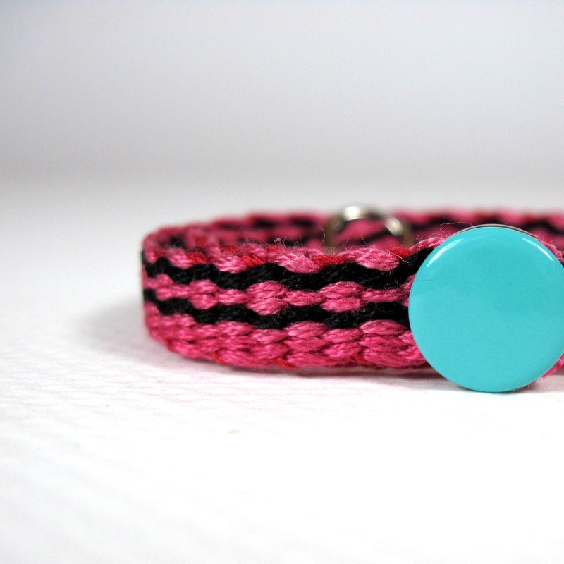 Loom Woven Boys Bracelet, Pink and Black Bracelet, Large Bracelet, NO BARS