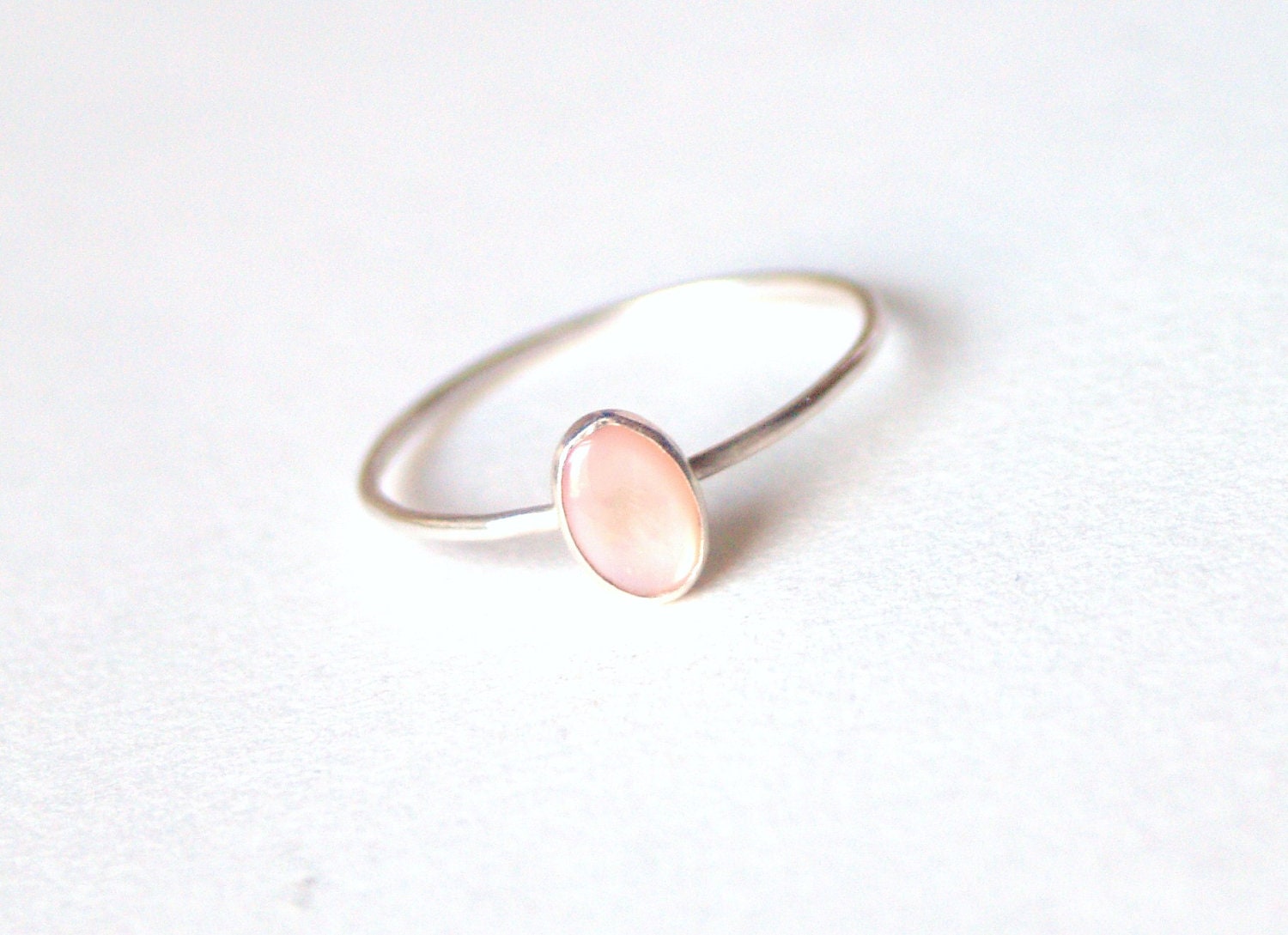 Tiny Pink Mother of Pearl Ring